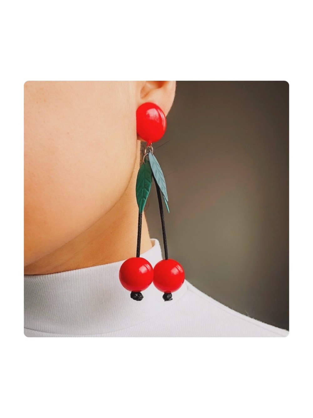 ★ Retro Cherry Boho Prairie Seasonal Staple Dangling Earrings - Red/Teal ★